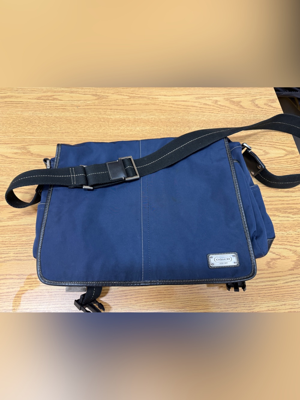 Coach navy blue messenger bag